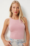 Gül Kurusu Bisiklet Yaka Çıtçıtlı Dokuma Body  FN03363