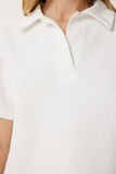Ekru Polo Yaka Pike Örme T-Shirt DP00254