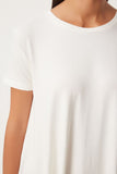 Beyaz Asimetrik Viskon Örme T-shirt EN00599