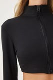 Siyah Fermuarlı Crop Scuba Ceket NJ00161