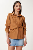 Taba Altın Aplikeli Poplin Gömlek US00975