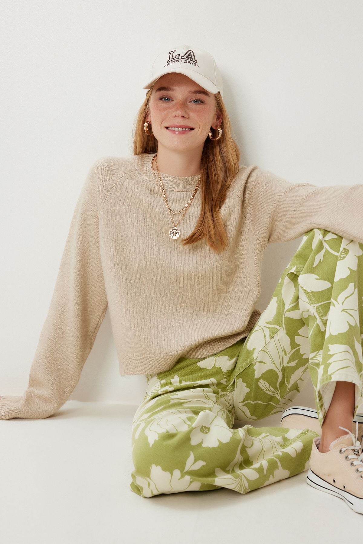 Bej Basic Crop Triko Kazak Kİ00149