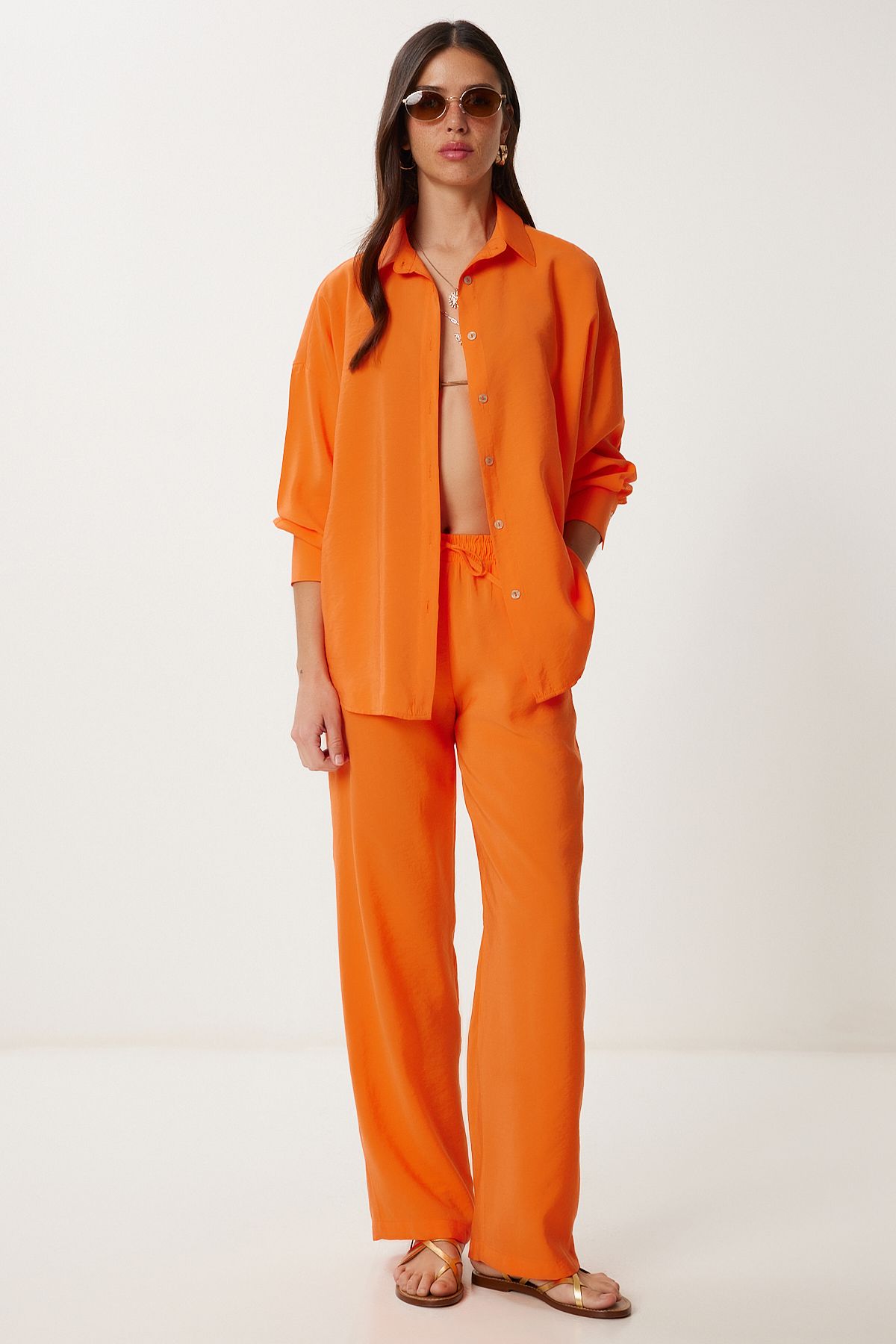 Oranj Oversize Ayrobin Gömlek Pantolon Takım WF00137