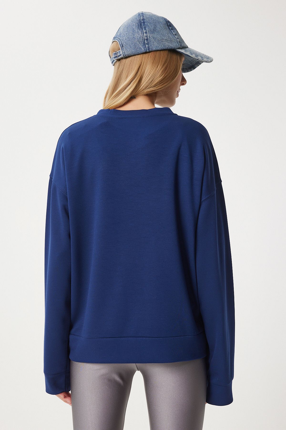 Lacivert Basic Mevsimlik Modal Örme Sweatshirt AN00212