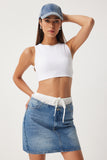Mavi Boxer Detaylı Denim Etek  FN03225