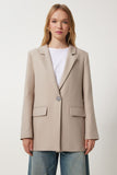 Bej Vatkalı Dokuma Blazer Ceket HL00005