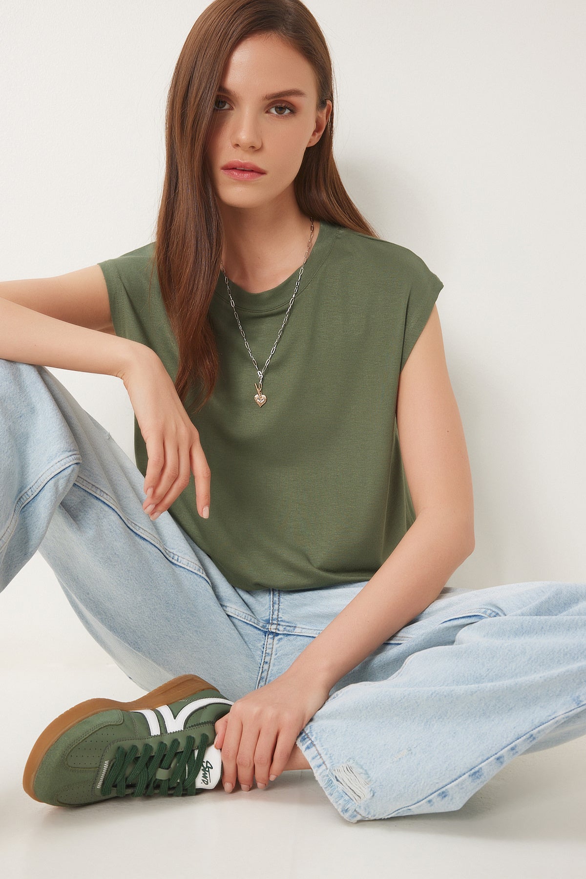 Haki Basic Örme T-Shirt EN00643