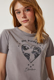 Gri Baskılı Örme T-Shirt WO00035