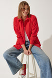 Orta Kırmızı Oversize Uzun Basic Gömlek DD00842
