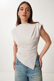Taş Vatkalı Asimetrik Sandy Bluz FF00171