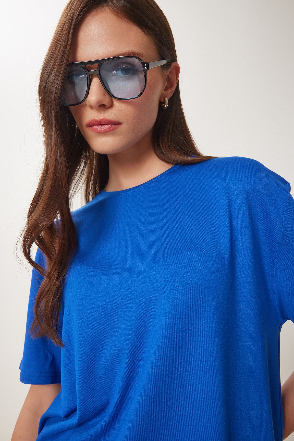 Koyu Mavi Basic Örme T-Shirt EN00642