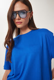 Koyu Mavi Basic Örme T-Shirt EN00642