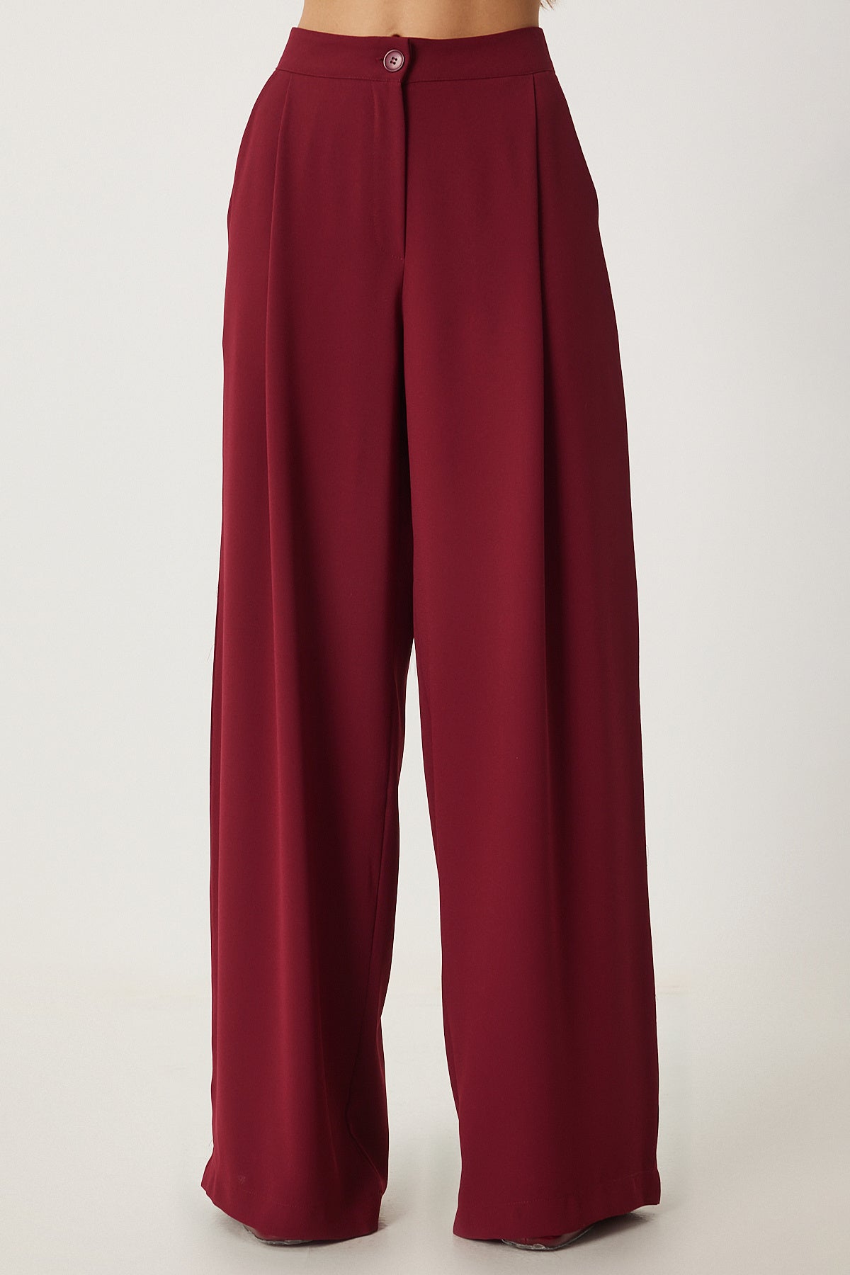 Bordo Cepli Dokuma Palazzo Pantolon UL00052