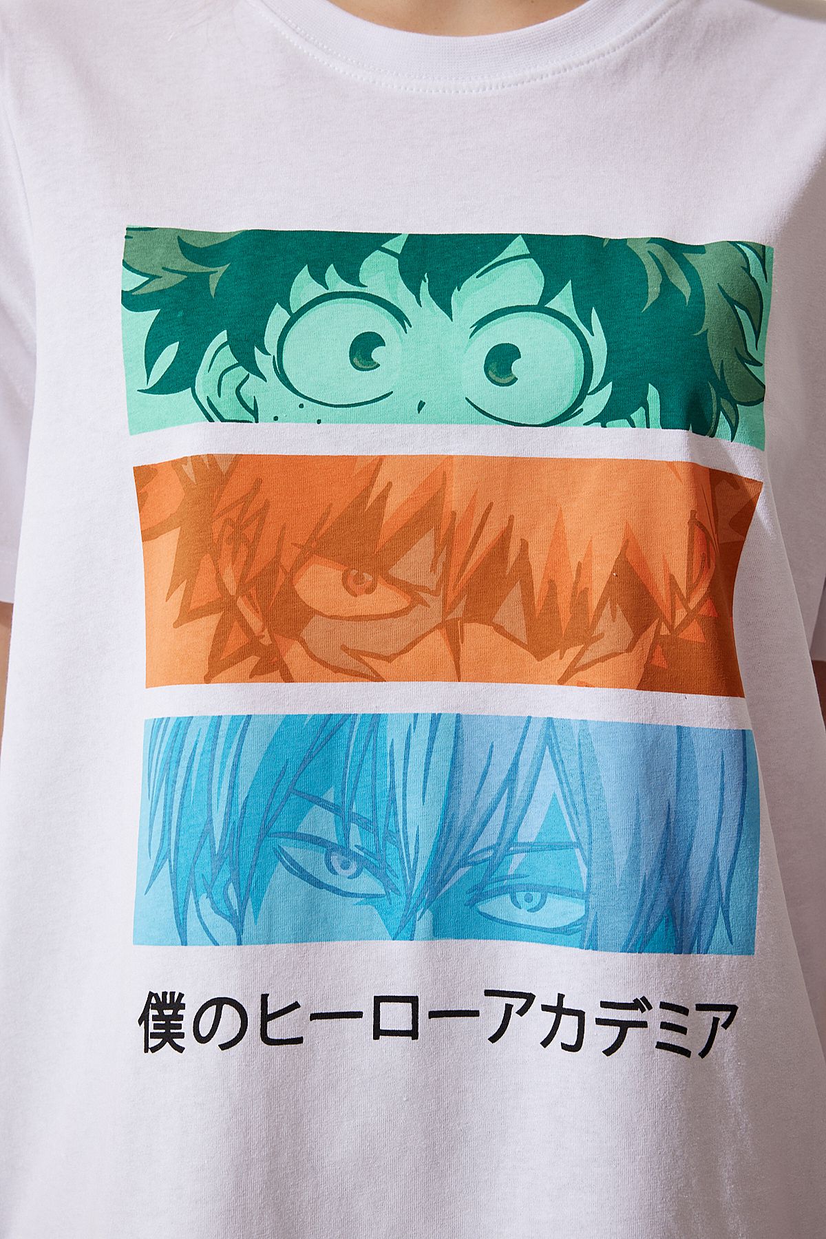 Beyaz Renkli Baskılı Oversize Örme T-Shirt WO00034