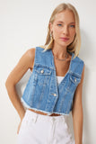 Mavi Cepli Crop Denim Yelek OK00063