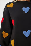 Siyah Kalpli Dokulu Şardonlu Örme Sweatshirt NJ00162