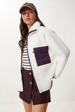 Kemik Fermuarlı Oversize Peluş Sweatshirt DD01379