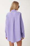 Lila Oversize Basic Müslin Gömlek MX00150