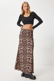 Siyah Bej Leopar Desenli Uzun Dokuma Etek RC00155