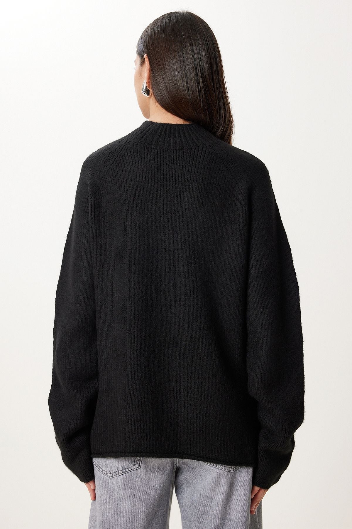 Siyah Basic Oversize Triko Kazak MX00237