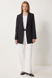 Siyah Vatkalı Dokuma Blazer Ceket HL00005