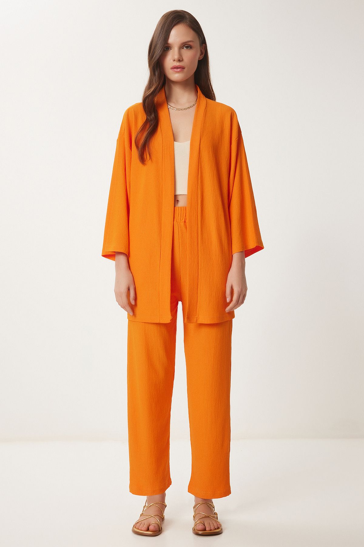 Oranj Kimono Pantolon Örme Takımı BY00050