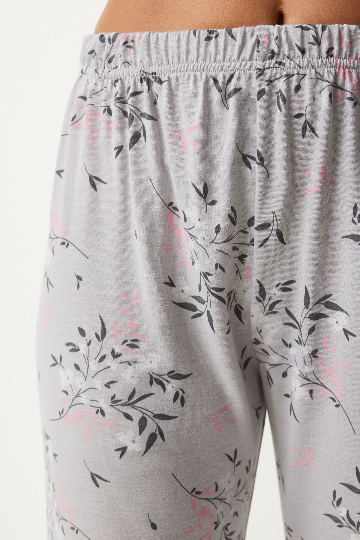 Gri Desenli Gömlek Pantolon Pijama Takımı EC00043