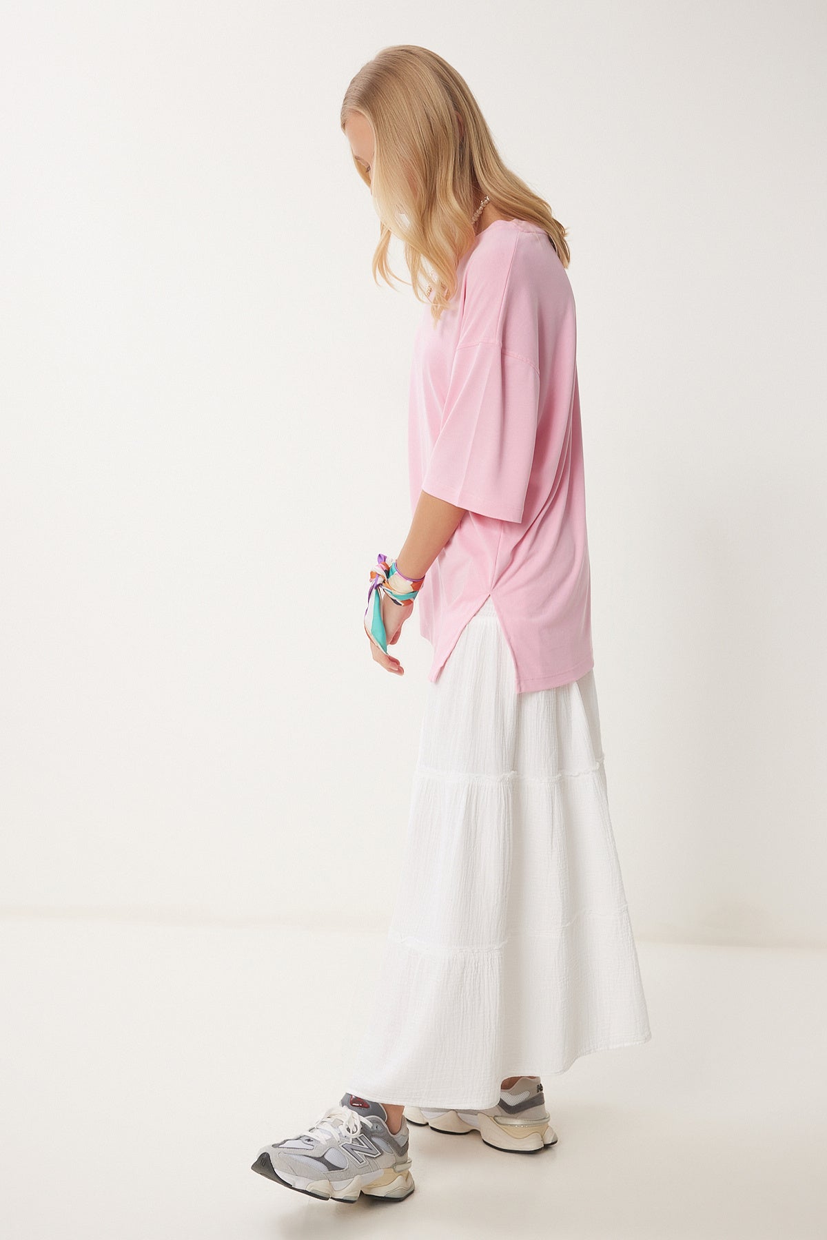 Pembe Oversize Basic Modal T-shirt UB00323