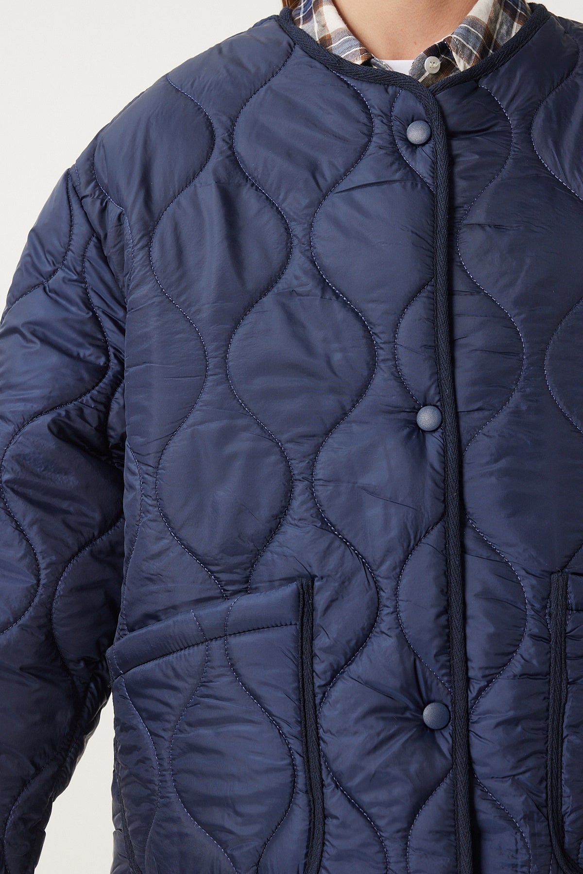 Lacivert Cepli Oversize Kapitone Mont DZ00098
