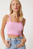Pembe Triko Crop Hırka Takım PF00093