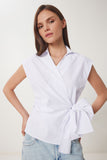 Beyaz Gömlek Yaka Anvelop Poplin Bluz HF00467
