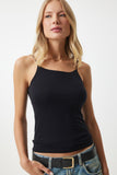 Siyah Beyaz İp Askılı 2'li Örme Bluz LD00045