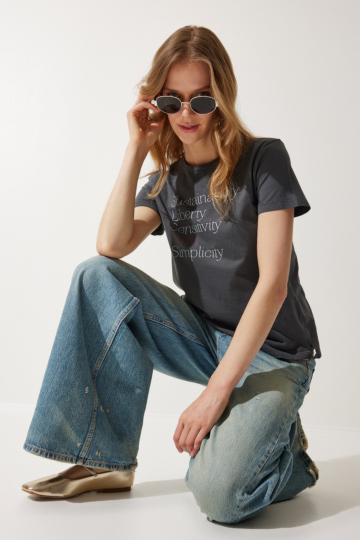 Füme Baskılı %100 Pamuk Örme T-Shirt WO00036