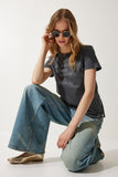 Füme Baskılı %100 Pamuk Örme T-Shirt WO00036
