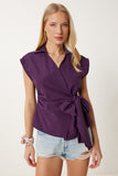 Mürdüm Gömlek Yaka Anvelop Poplin Bluz HF00467