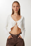 Ekru Volanlı Mevsimlik Crop Triko Bolero UB00432