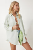 Su Yeşili Oversize Basic Müslin Gömlek  MX00150