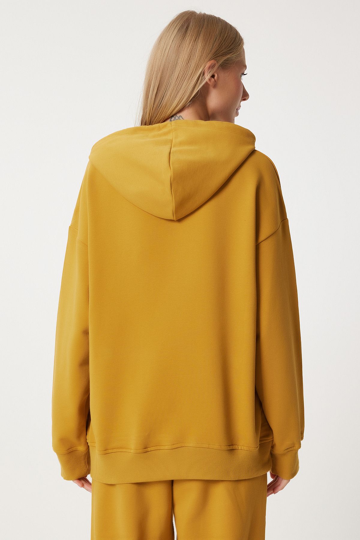 Hardal Kapüşonlu Sweatshirt Jogger Oversize Örme Eşofman Takımı PYS0027