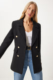 Siyah Düğmeli Blazer Tüvit Ceket WF00004