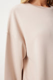 Krem Basic Mevsimlik Modal Örme Sweatshirt AN00212
