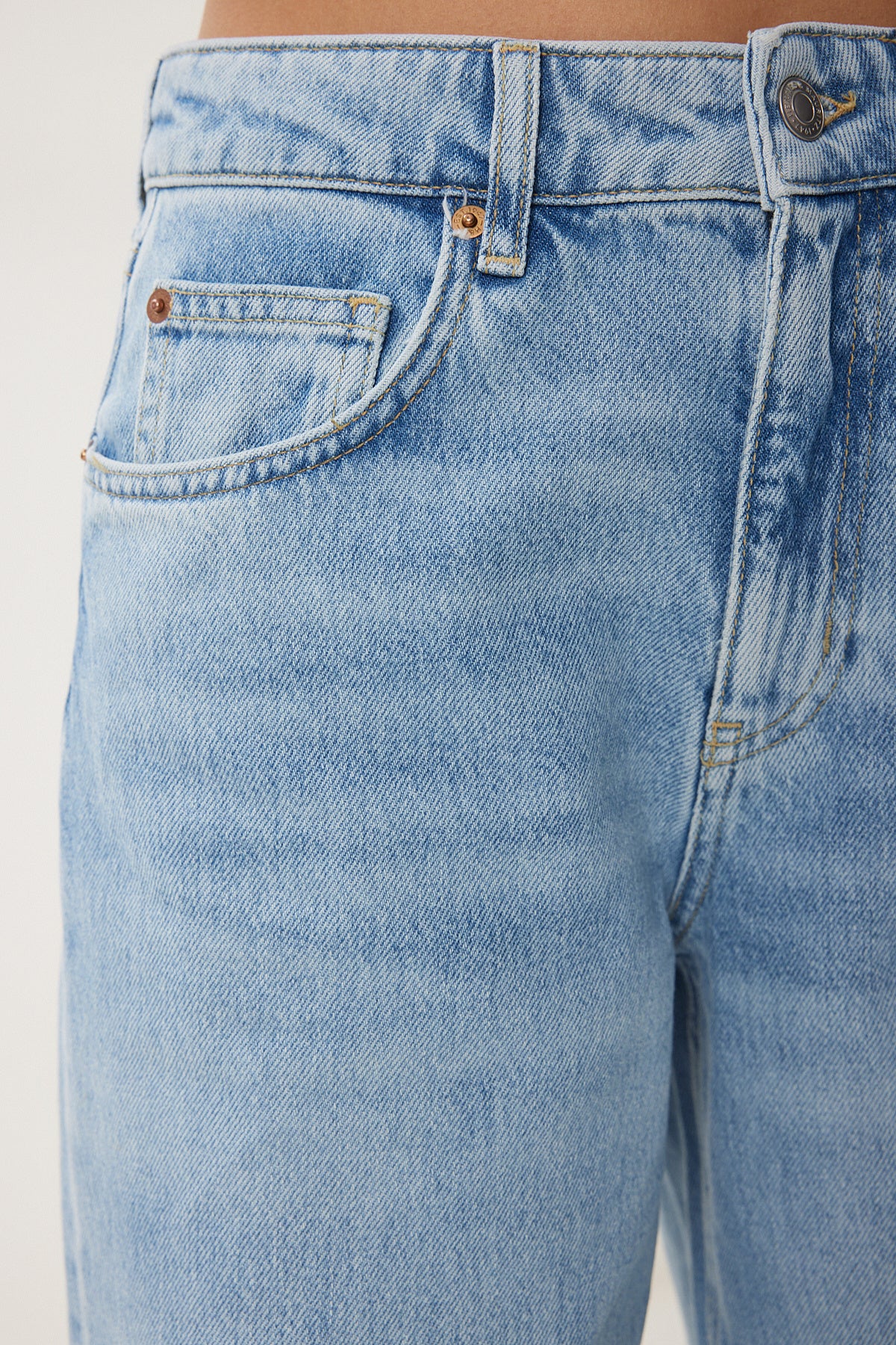 Mavi Yüksek Bel Geniş Paça Jeans UT00028