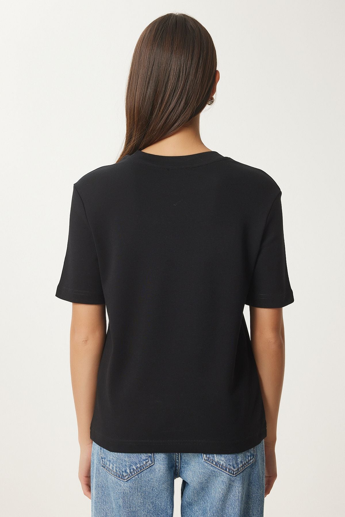 Siyah Gri Melanj 2'Li Paket Pamuklu Basic Örme T-Shirt AG00002