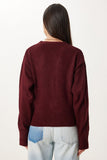 Bordo Çiçek Detaylı Triko Hırka YY00250