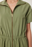 Haki Fermuarlı Midi Poplin Elbise UB00375