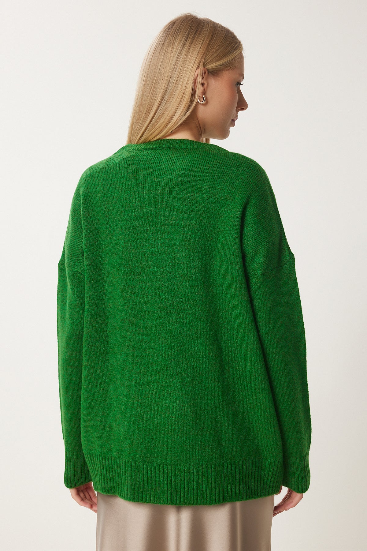 Canlı Yeşil Oversize Triko Kazak PN00054
