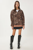 Bisküvi Siyah Leopar Desenli Dik Yaka Şardonlu Sweatshirt DP00226