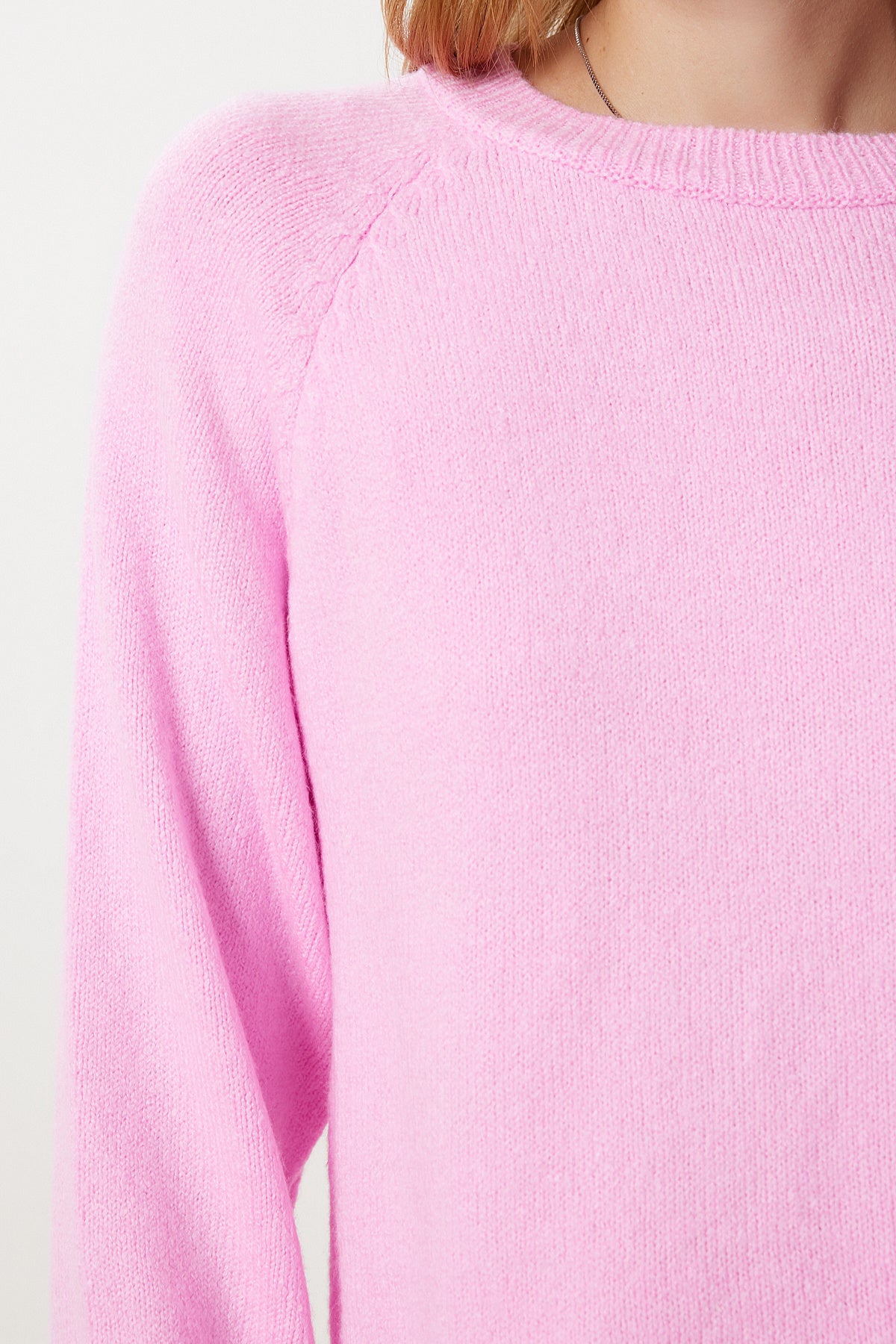 Şeker Pembe Basic Crop Triko Kazak Kİ00149