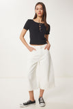 Siyah Fiyonklu Örme T-Shirt MC00296