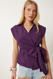 Mürdüm Gömlek Yaka Anvelop Poplin Bluz HF00467