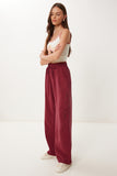 Bordo Geniş Paça Yazlık Modal Pantolon BV00157